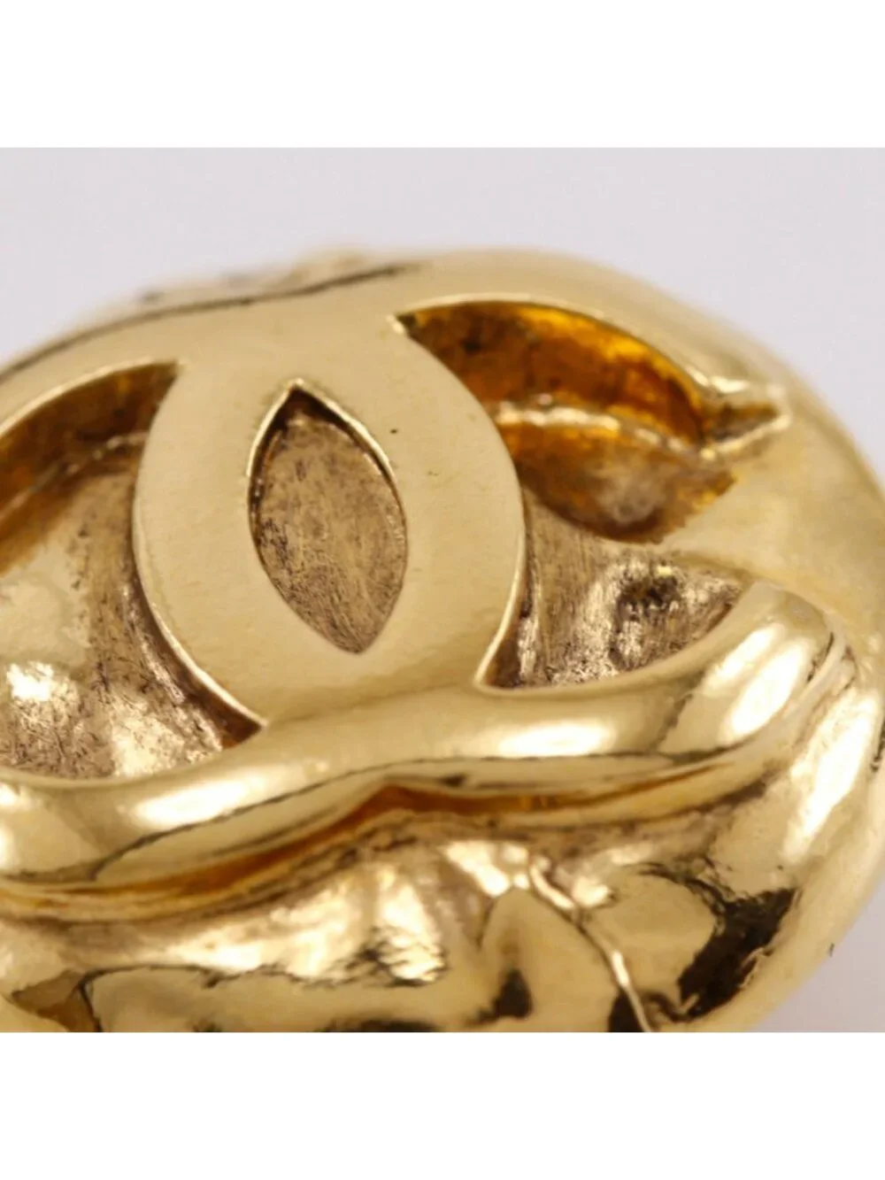 Chanel CC Logo Vintage Gold Plated Earrings